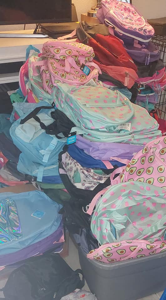 Colorful backpacks ready for kids