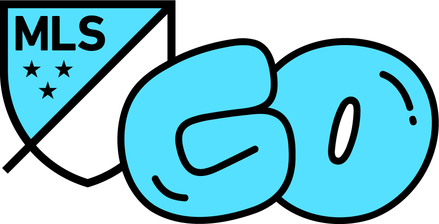 MLS GO logo, light blue GO lettering beside the MLS shield