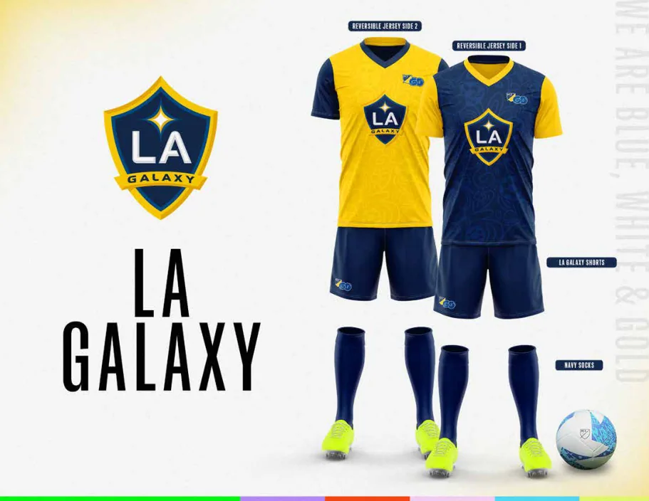 LA Galaxy uniform designs from the MLS GO gear catalog
