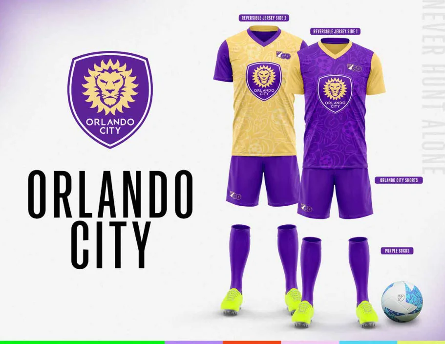 Orlando City uniform designs from the MLS GO gear catalog